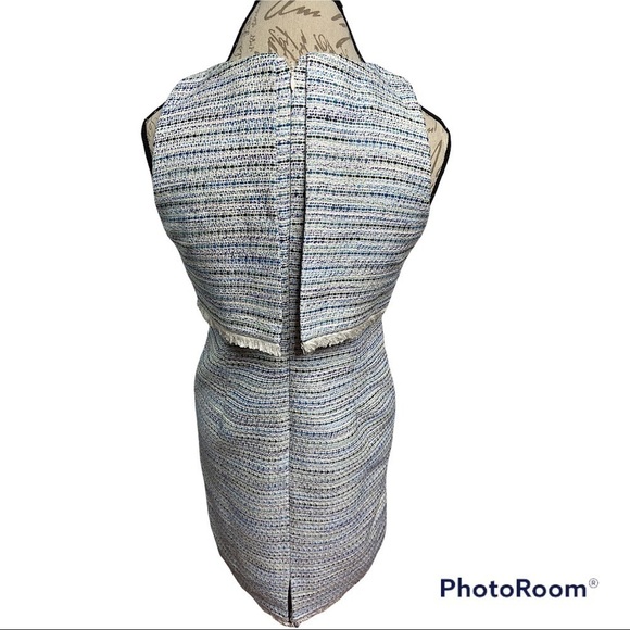 ANN TAYLOR FACTORY - Striped Tweed Sheath Dress with Fringe 6P - Picture 2 of 8